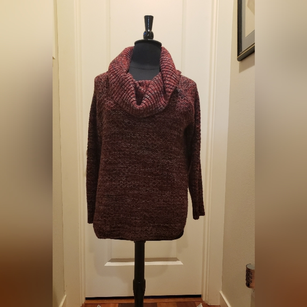 Indigo Black And Burgundy Cowl Neck Sweater